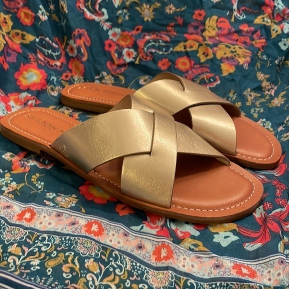 Brand New Jack Rogers Genuine Leather Slotted X-Band Slide Sandals Sloane - Picture 4 of 16